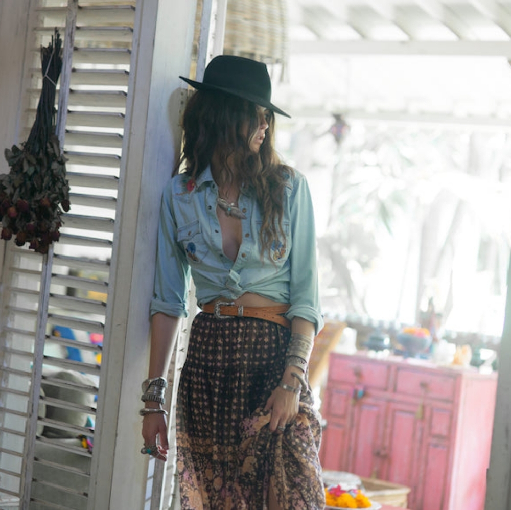 Spell designs desert rose maxi skirt raven brown